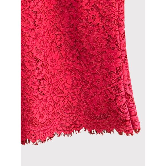 J Crew Red Lace Sleeveless Blouse Ruffle Collar Elegant Feminine Romantic Small - Picture 2 of 7